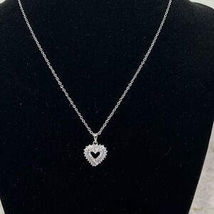 Junior Jewels Kids Silver Tone Heart Pendant Necklace Cubic Zirconia Gift Box